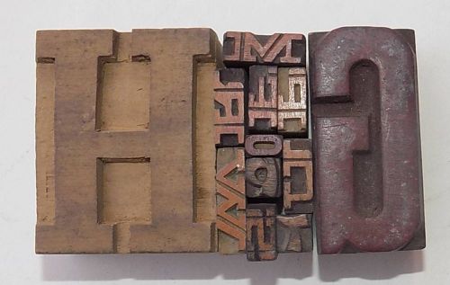 Letterpress Letter Wood Type Printers Block &#034;Lot Of 12&#034; Typography #bc-1152