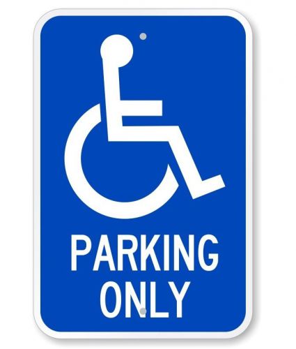 Hy-Ko Handicap Parking Highway Sign, 12&#034; X 18&#034; Aluminum, White &amp; Blue #HW-13