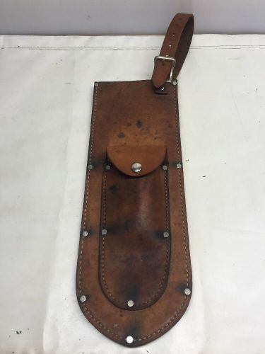 Leather saw sheath, tree trimming hand saw / pruning scabbard  6&#034; x 16-1/2&#034; for sale