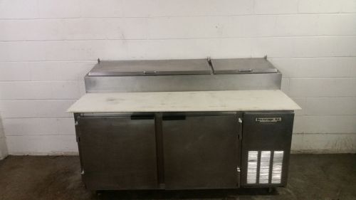 Beverage Air 67&#034; DP67 Refrigerated Raised Rail Pizza Prep Table 2 Door Tested