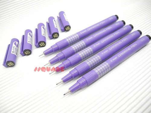 6 Sizes Set x Pilot Oil Based Marker Drawing Pen Liner, Black Pigment Ink