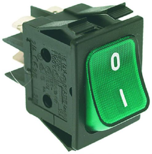 PAVONI BIPOLAR SWITCH GREEN 16A 120V- 250V
