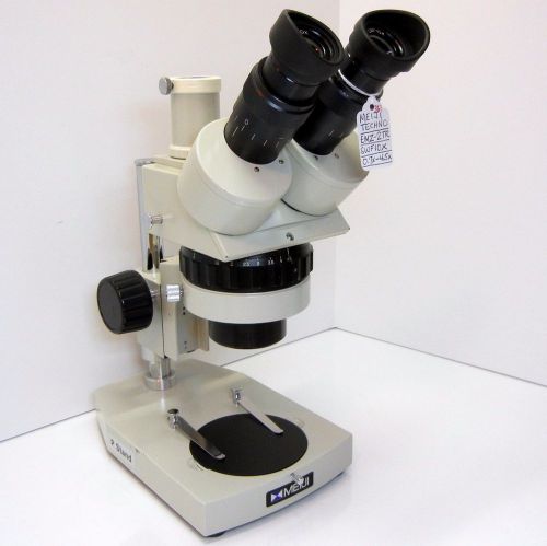 MEIJI TECHNO EMZ-2TR Trinocular Microscope, SWF10X, Meiji Stand, VERY NICE #361