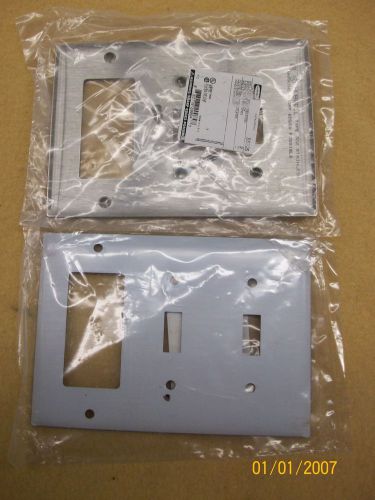 (2) new hubbell ss226 3 gang stainless steel cover plate for sale