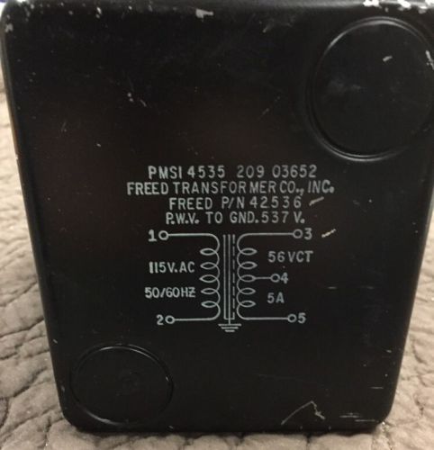 Vintage FREED PMSI Transformer P/N 42536 115 V. AC 50/60 HZ 5A 56 VCT
