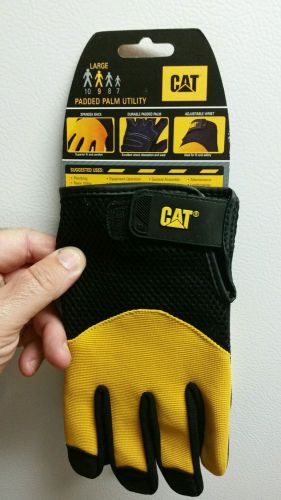Cat Men&#039;s Padded Palm Utility Glove, Large, Black &amp; Yellow, per pair