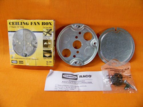 NEW HUBBELL RACO #295 CEILING FAN BOX 4&#034; ROUND 1/2&#034; DEEP