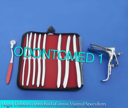 HEGAR DILATOR SOUNDS 8 PCS+ RED PINWHEEL &amp; GRAVES SPECULUM LARGE