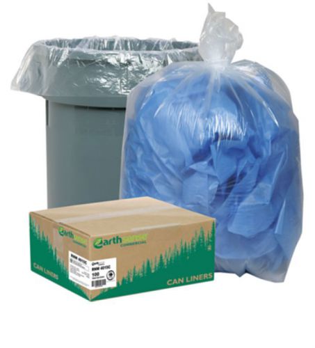 100 Large Recycled Trash Bags Cans Star Bottom 31-33 gal Clear 100ct Work Home
