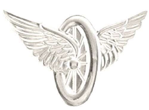 Motorcycle Wheel Wings Collar Pin Set 2 Police Highway Patrol Silver Plated 2911