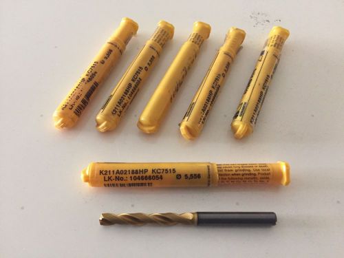 .2188&#034; KENNAMETAL K225A02188 Solid Carbide Drills, Coolant Through. Lot Of 6.