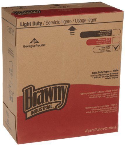 Brawny Industrial 29221 White Light Duty 2-Ply Paper Wiper, 12.5&#034; Length x 8&#034; of