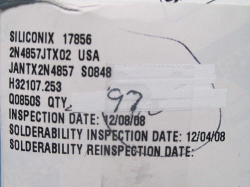 97 PCS MSC JANTX2N4857 Transistor JFET N-CH 3-Pin TO-206AA