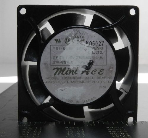 Sanyo Denki 109-043UL Mini Ace Fan, 115V, 50/60HZ,10/9V, .11/.1A