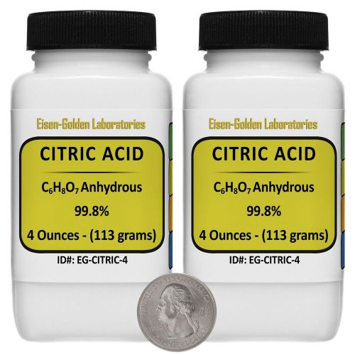 Citric Acid [C6H8O7] 99.8% USP Grade Powder 8 Oz in Two Space-Saver Bottles USA