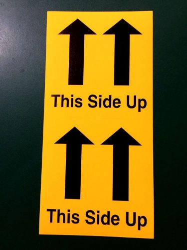2 fluorescent sticker labels this side up sign caution dangerous 105x107mm for sale