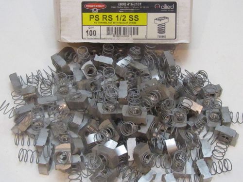 POWER STRUT PS RS 1/2 SS 1/2&#034; CHANNEL NUT WITH REGULAR SPRING OPEN BOX OF 100