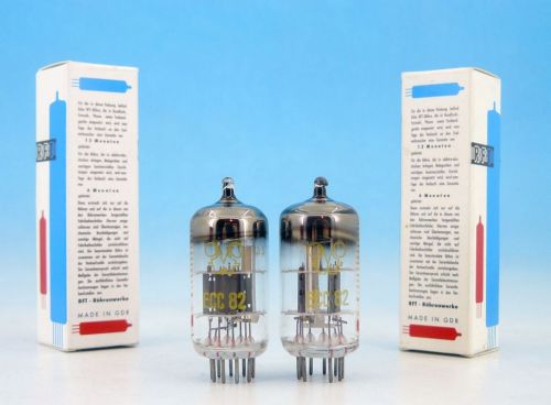 ECC82 PAIR ELECTRICALLY MATCHED RFT Funkwerk Erfurt O GETTER TUBES 12AU7