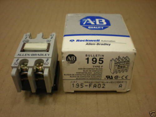 NIB ALLEN BRADLEY 195-FA02 195FA02 195-FAO2 195FAO2 ADD-ON CONTACT BLOCK