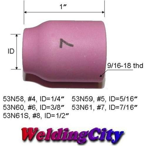 Weldingcity 5 ceramic gas lens cups 53n61 (#7) for tig welding torch 9/20/25 for sale