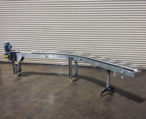 4.5” x 9’ long ss bottle conveyor with 45 degree curve, bottling conveying for sale