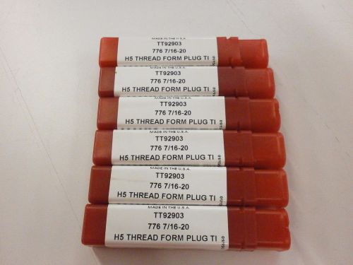 6pc) 7/16-20 h5 thread roll form plug tap tin coated titan usa tt92903 tt127 for sale
