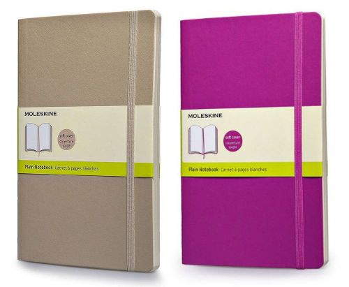 Pack of 2 Moleskine Classic Colored Notebook, Large Plain, Soft cover(5 x 8-1/4)