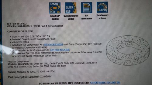 Rpi pcf002 compressor filter for scican delta xl10 air compressor for sale
