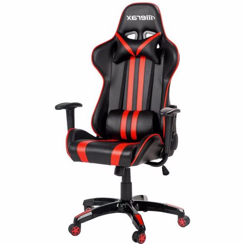 Racing style gaming chair/executive swivel leather office chair, black and red for sale