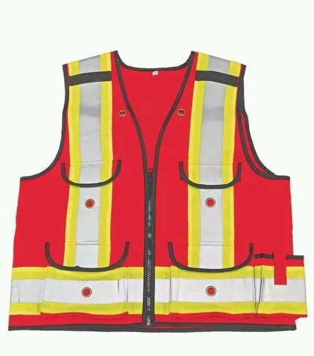 VIKING High Visibility Surveyor Vest, Class 1, Size Medium Red