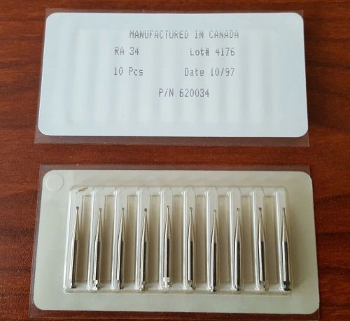 80 DENTAL BURS CARBIDE LATCH TYPE RA #34 - MADE IN CANADA -  NEW