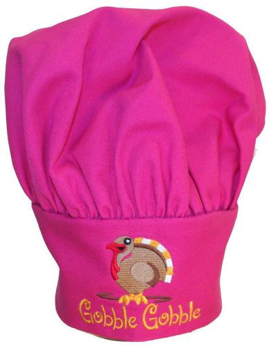 Gobble Gobble Thanksgiving Hot Pink Chef Hat Adjustable Happy Turkey Monogram