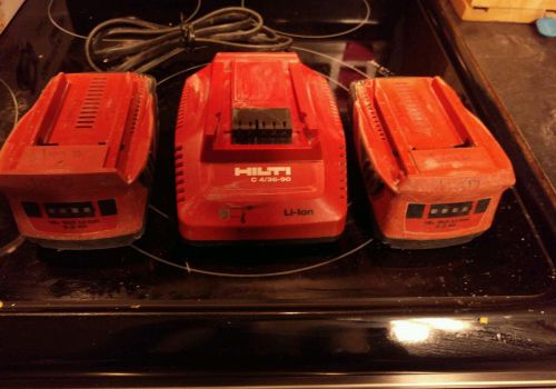 Hilti C4/36-90 Charger and (2)Batteries 18v Li-ion 21.6v