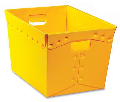 18&#034; x 13&#034; x 12&#034; yellow plastic carrying box w/ handles (1 box) for sale