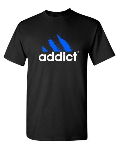 New Addict Funny Parody Men&#039;s Black Tees Tshirt Clothing