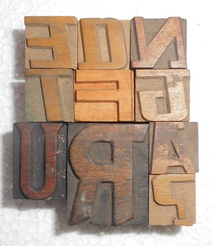 Letterpress Letter Wood Type Printers Block &#034;Lot Of 10&#034; Typography.x514