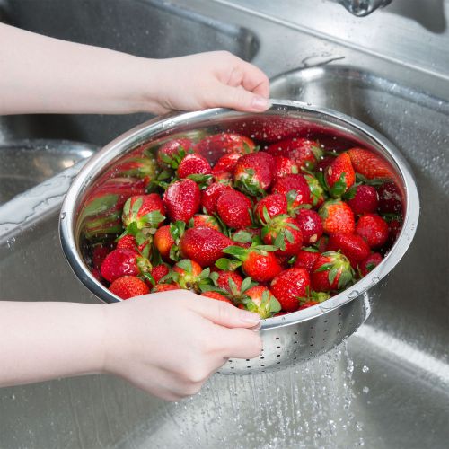 5.5 Qt. Stainless Steel Chinese Colander with Small Holes