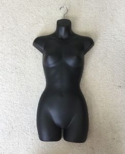 Female 3/4 Torso Dress Form Mannequin Display Bust, Black with Hanging Hook