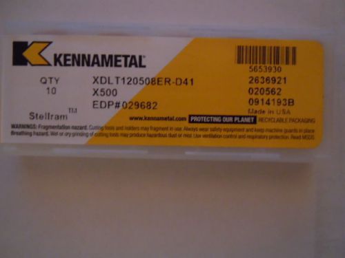 KENNAMETAL  CARBIDE INSERTS  - XDLT 120508ER-D41  X500   (10pcs )