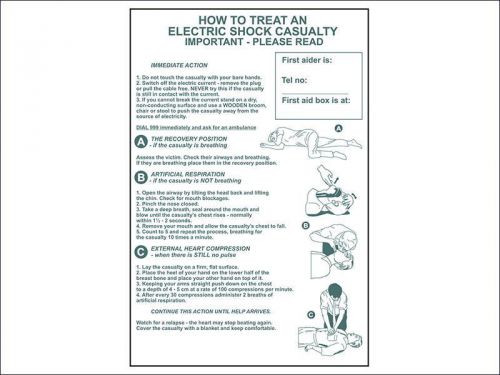 Scan - how to treat an electric shock casualty - pvc 400 x 600mm for sale