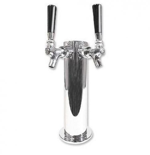Kegworks keg works double tap draft beer tower, stainless steel, 3&#034; d for sale