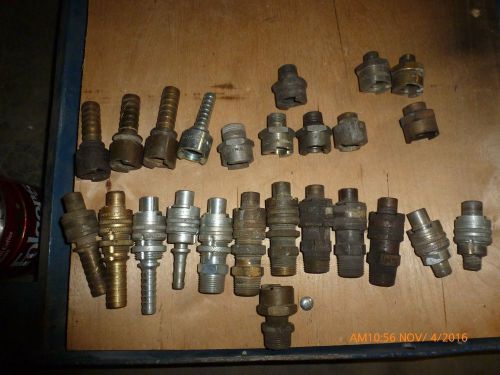 Lot of 25 duff-norton-dixon dix-lock brass/steel quick acting air hose fittings for sale