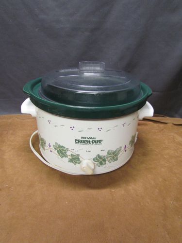 Vintage Rival 5 Qt. Crockpot Slow Cooker Grape Vine w/Removable Stoneware USA