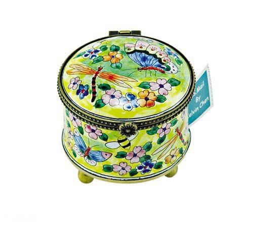 Kelvin Chen Enameled Postage Stamp Holder - Insect Garden