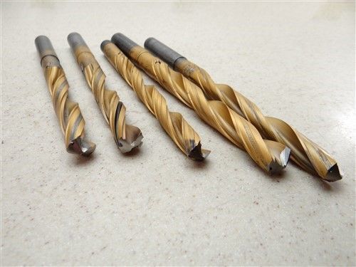 Lot of 5 hss tin coated coolant fed drills 1/2&#034;, 35/64&#034;, 37/64&#034; england for sale