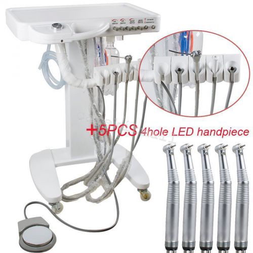 Dental Delivery Mobile Cart Unit 4Hole +3-WAY syringe+ 5PCS highspeed handpiece