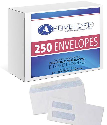 250 Quickbooks Double Window Security Check Envelopes - Designed for Checks