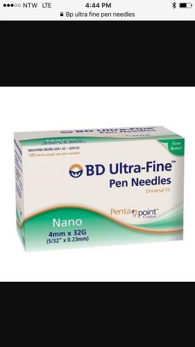 (3)BD ULTRA FINE PEN NEEDLES Nano 4mm x 32G EASY FLOW AND PENTAPOINT TECHNOLOGY