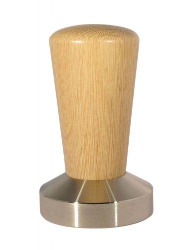 Espresso Tamper 58.4mm Flat Oak Wood Stainless Steel Tamping