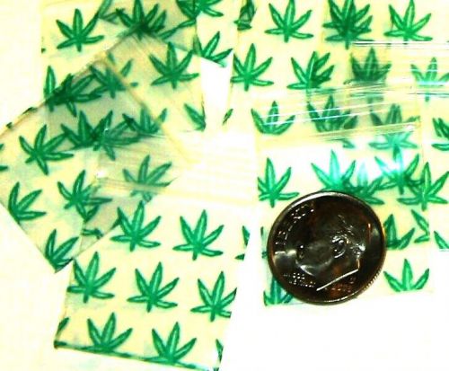 200 mini ziplock bags pot leaf 1 x 1&#034; apple reclosable baggies 1010 for sale